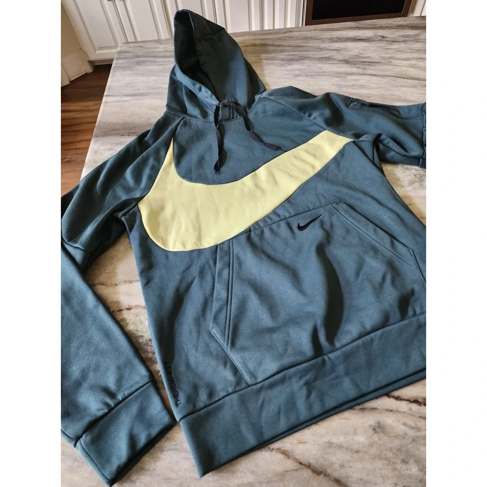 NWT Nike Therma-FIT Training Hoodie Mens Small Teal Volt Big Swoosh NEW